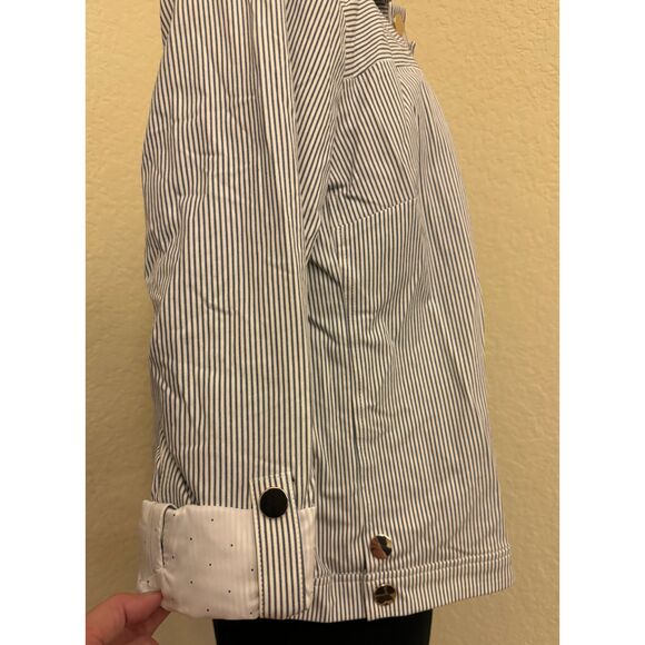 Chico's Fully Lined Snap Striped Jacket - Sz 2 (12/14) - Picture 5 of 15